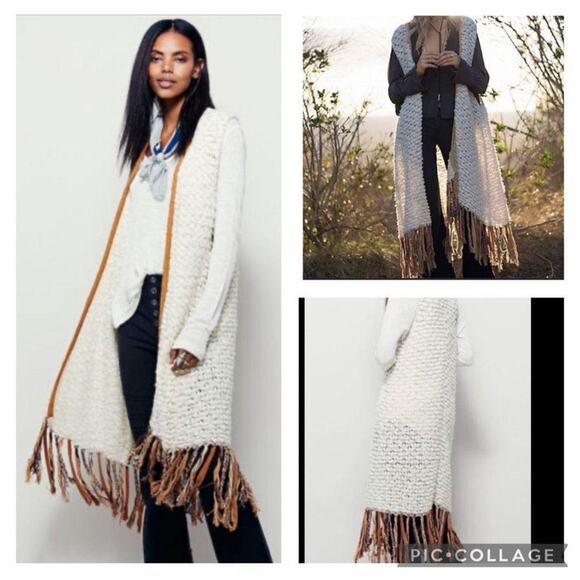 Free People Sweaters - Free People Madeline popcorn knit fringe duster vest